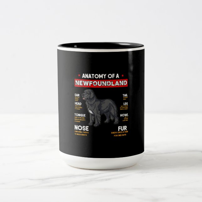 Anatomy Of A Newfoundland Dogs Lovers Two-Tone Coffee Mug (Center)