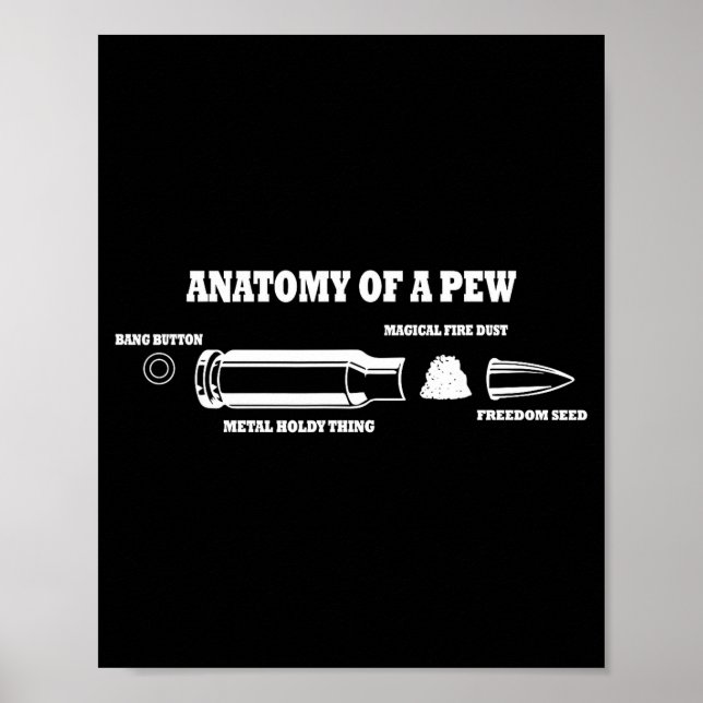 Anatomy of a pew - funny bullet graphic joke  poster (Front)