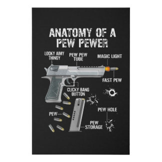 anatomy of a pew pewer faux canvas print