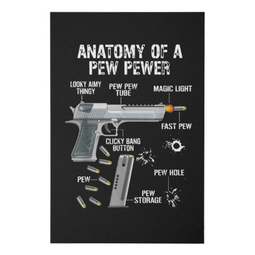 anatomy of a pew pewer faux canvas print