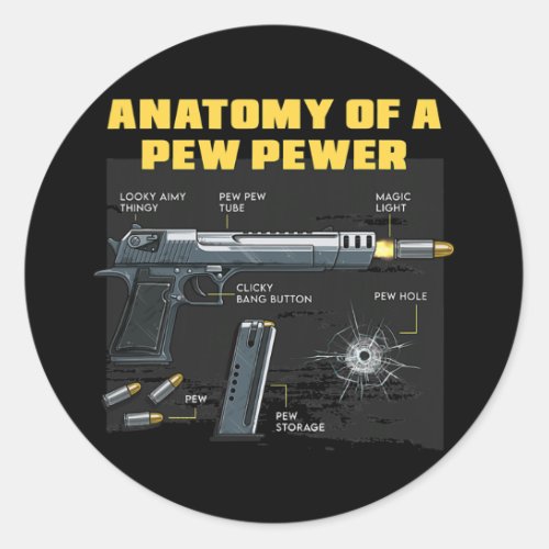 Anatomy Of A Pew Pewer Hunt Hunters Deer Hunting  Classic Round Sticker