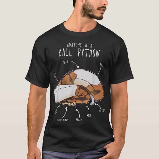 Anatomy of a Piebald Ball Python, Funny Reptile Sn T-Shirt (Front)