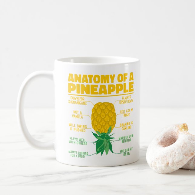 Anatomy Of A Pineapple Funny Pineapple Lovers Cool Coffee Mug (With Donut)