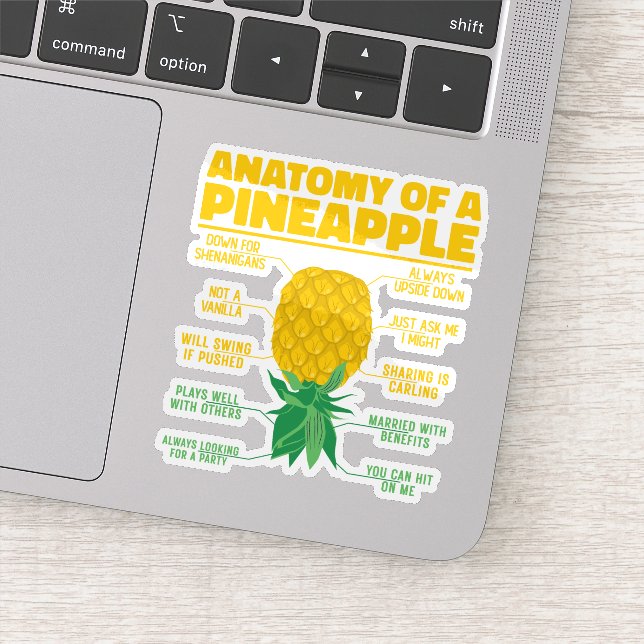 Anatomy Of A Pineapple Funny Pineapple Lovers Cool Sticker (Detail)