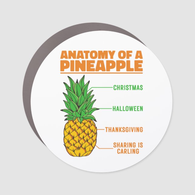 Anatomy Of A Pineapple Lovers Holidays Family Cool Car Magnet (Front)