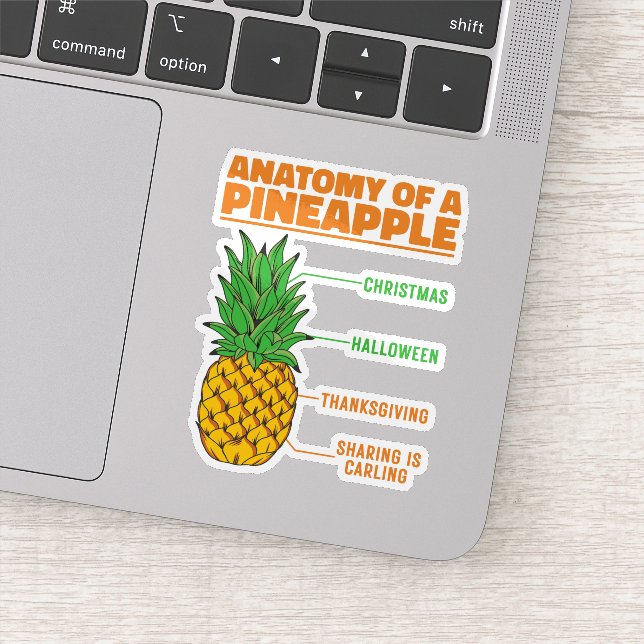 Anatomy Of A Pineapple Lovers Holidays Family Cool Sticker (Detail)