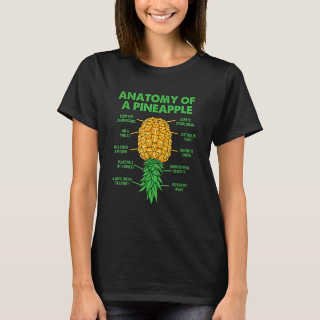 Anatomy Of A Pineapple Men Women Upside Down Pinea T-Shirt (Front)