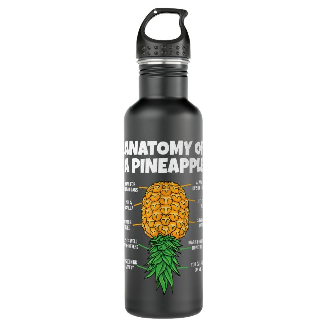 Anatomy Of A Pineapple Swinger Funny Upside Down P Stainless Steel Water Bottle (Front)