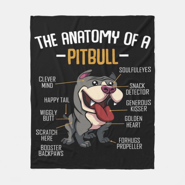 Anatomy Of A Pitbull Cute Fleece Blanket (Front)