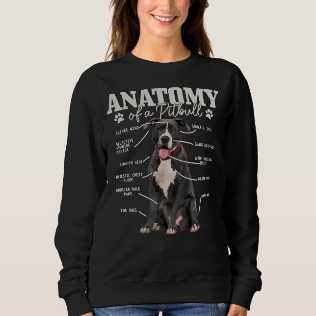 Anatomy Of A Pitbull Dog Funny Cute Pitbull Mom Pi Sweatshirt (Front)