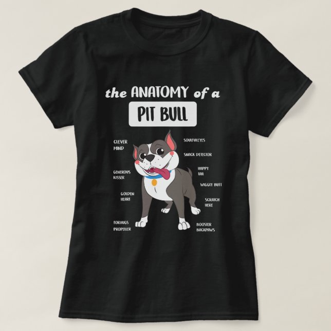 Anatomy Of A Pitbull Dog Lover T-Shirt (Design Front)