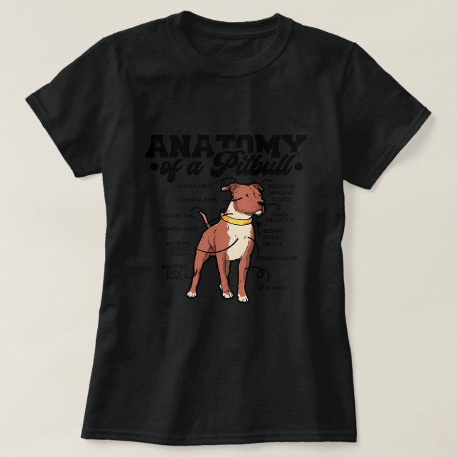 Anatomy of A Pitbull Pittie Mom Pittie Dad Dog Lov T-Shirt (Design Front)