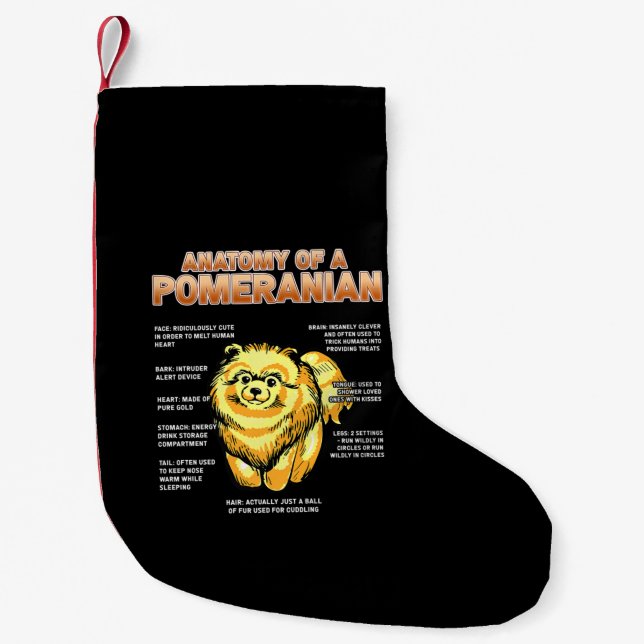 Anatomy of a Pomeranian Small Christmas Stocking (Front)