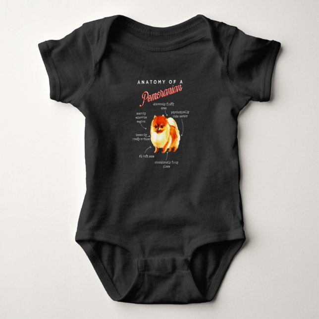 Anatomy Of A Pomeranian Soft Zone Gift Baby Bodysuit (Front)