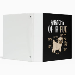 Anatomy Of A Pug Breed Dog Pet Hound Lover 3 Ring Binder