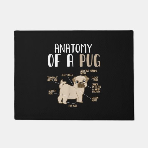 Anatomy Of A Pug Breed Dog Pet Hound Lover Doormat