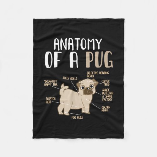 Anatomy Of A Pug Breed Dog Pet Hound Lover Fleece Blanket