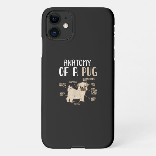 Anatomy Of A Pug Breed Dog Pet Hound Lover iPhone 11 Case