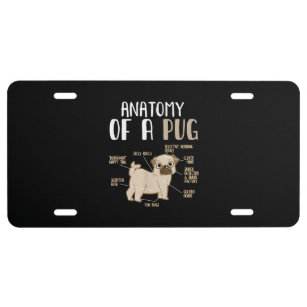Anatomy Of A Pug Breed Dog Pet Hound Lover License Plate