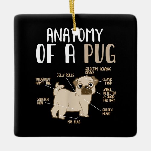 Anatomy of A Pug Breed Dog Pet Hound Lover Pun Ceramic Ornament