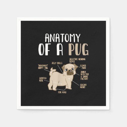 Anatomy of A Pug Breed Dog Pet Hound Lover Pun Napkins