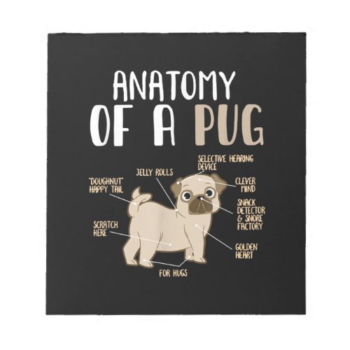 Anatomy of A Pug Breed Dog Pet Hound Lover Pun Notepad