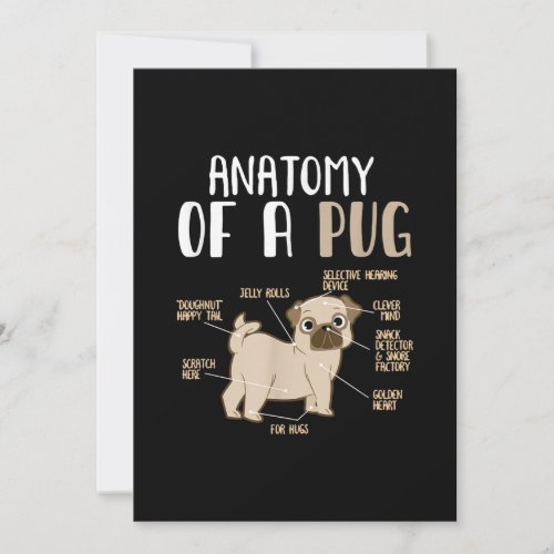 Anatomy of A Pug Breed Dog Pet Hound Lover Pun Thank You Card