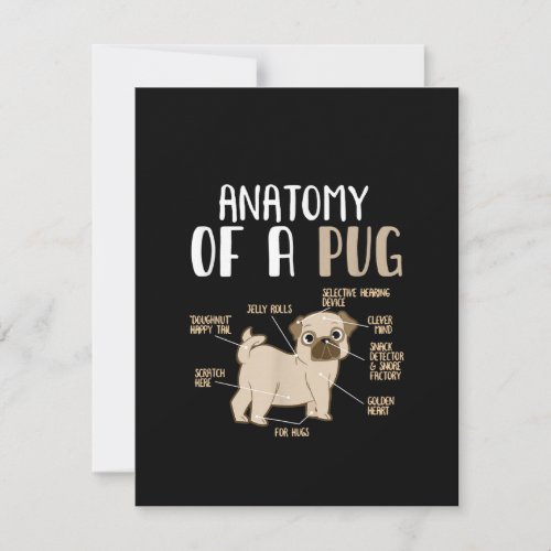 Anatomy Of A Pug Breed Dog Pet Hound Lover Thank You Card