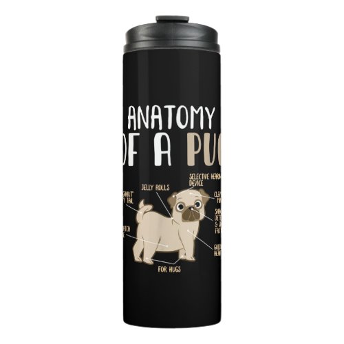 Anatomy Of A Pug Breed Dog Pet Hound Lover Thermal Tumbler