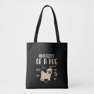 Anatomy Of A Pug Breed Dog Pet Hound Lover Tote Bag