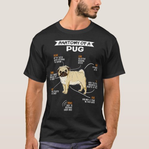 Anatomy Of A Pug Dog Funny Dog Lover Gift 1  T_Shirt