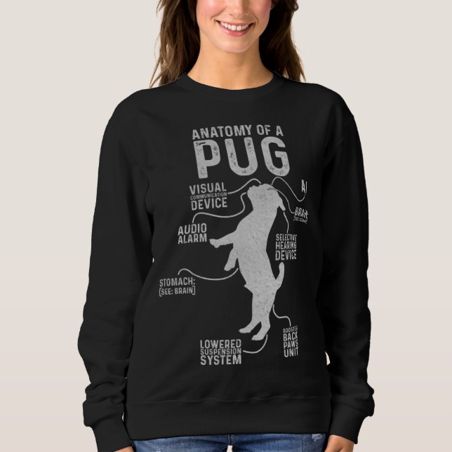 Anatomy Of A Pug  Pug  Mama Graphic Sweatshirt (Front)