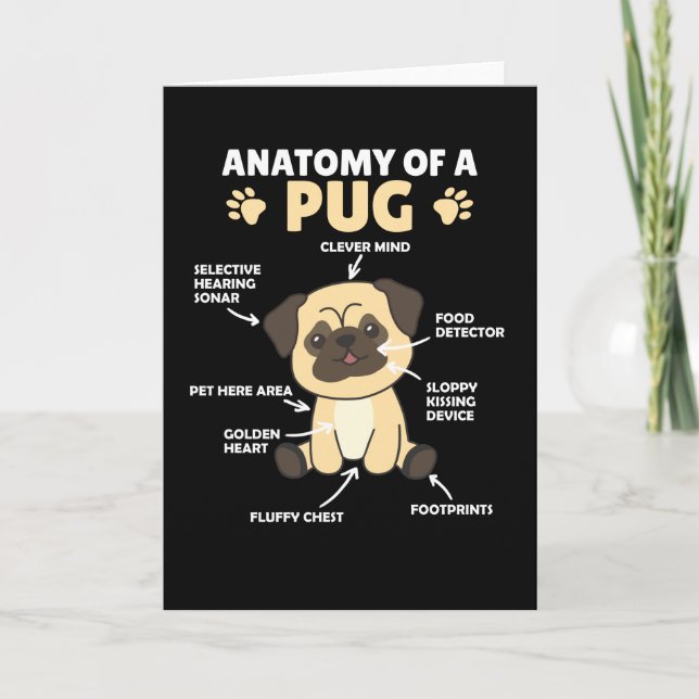 Anatomy Of A Pug Sweet Dogs Funny Puppy Card (Front)