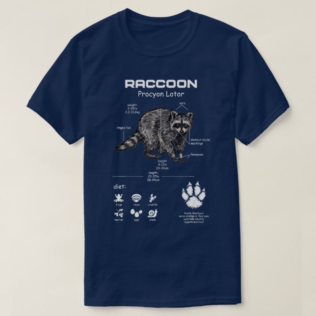 Anatomy Of A Racoon Raccoon Funny Parts Body Panda T-Shirt (Design Front)