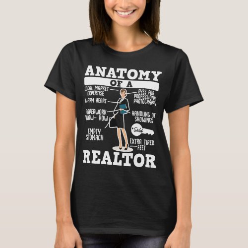 Anatomy Of A Realtor  Funny Real Estate Selling T_Shirt