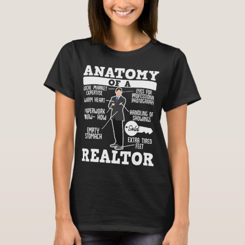 Anatomy Of A Realtor  Funny Real Estate Selling T_Shirt