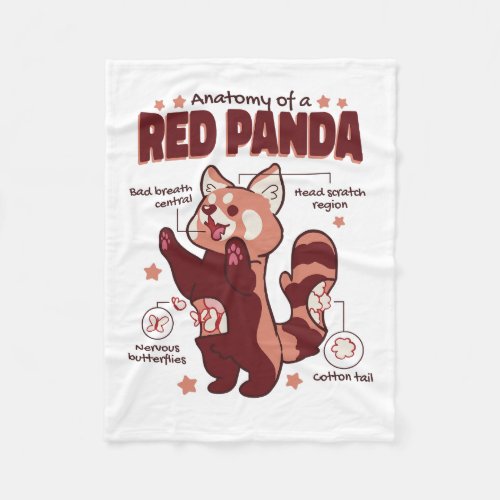 Anatomy of a Red Panda Animal Lover Fleece Blanket