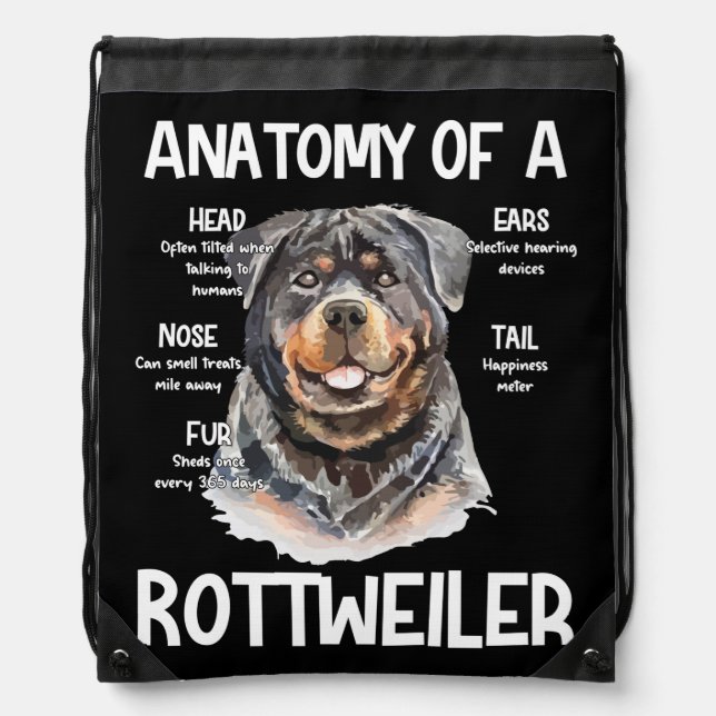 Anatomy Of A Rottweiler For Dog Lovers Drawstring Bag (Front)