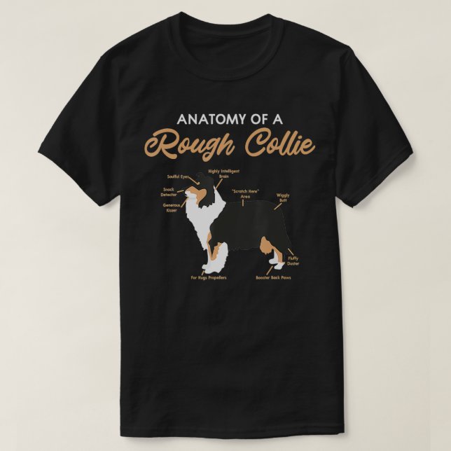 Anatomy Of A Rough Collie Funny Dog Puppy Gift T S T-Shirt (Design Front)