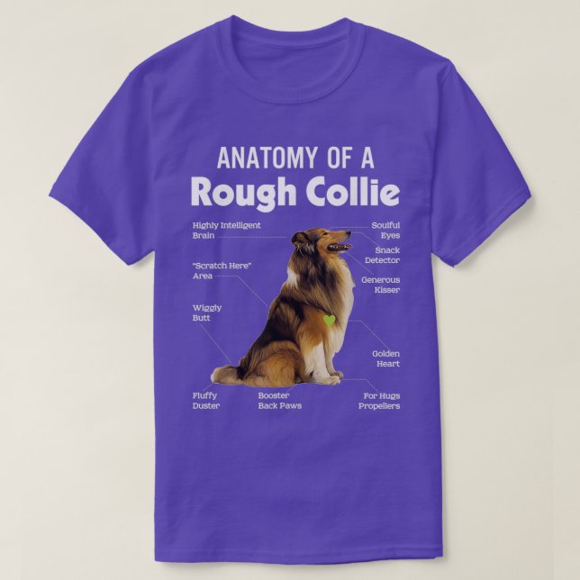 Anatomy Of A Rough Collie Funny Dog Puppy Gift  T-Shirt (Design Front)