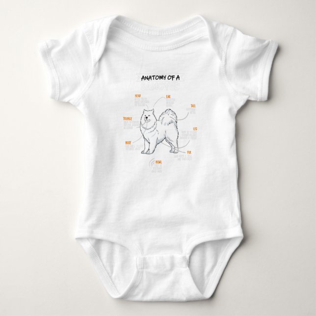 Anatomy Of A Samoyed Dog Funny Dog Lover Gift  Baby Bodysuit (Front)