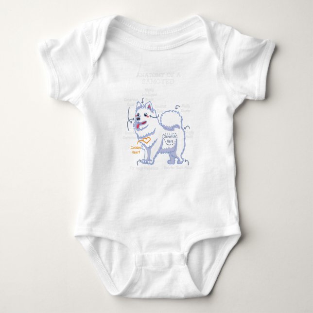 Anatomy Of A Samoyed Funny Dog Body  Baby Bodysuit (Front)