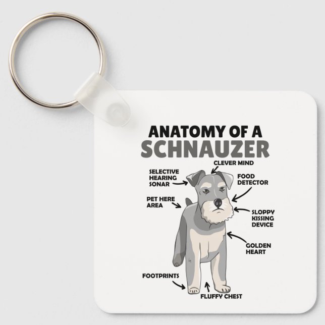 Anatomy Of A Schnauzer Cute Dog Puppy Keychain (Front)