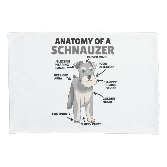 Anatomy Of A Schnauzer Cute Dog Puppy Pillow Case (Front)