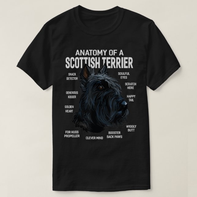 Anatomy of a Scottish Terrier Dog Funny Gift  T-Shirt (Design Front)