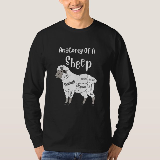 Anatomy Of A Sheep Cute Yarn Wool Sheep Wrinkle Kn T-Shirt (Front)