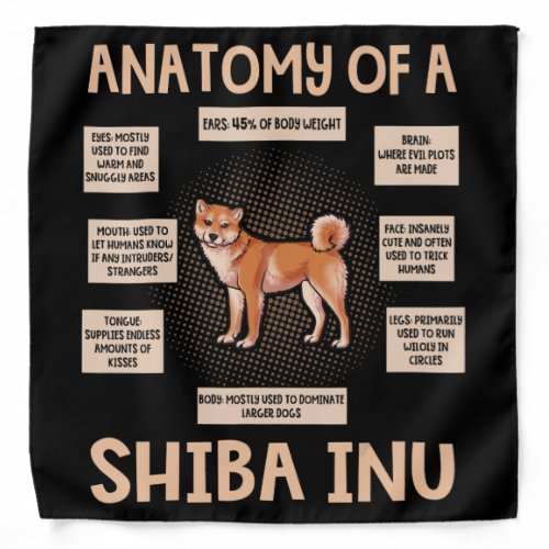 Anatomy Of A Shiba Inu Funny Puppy Gift Bandana