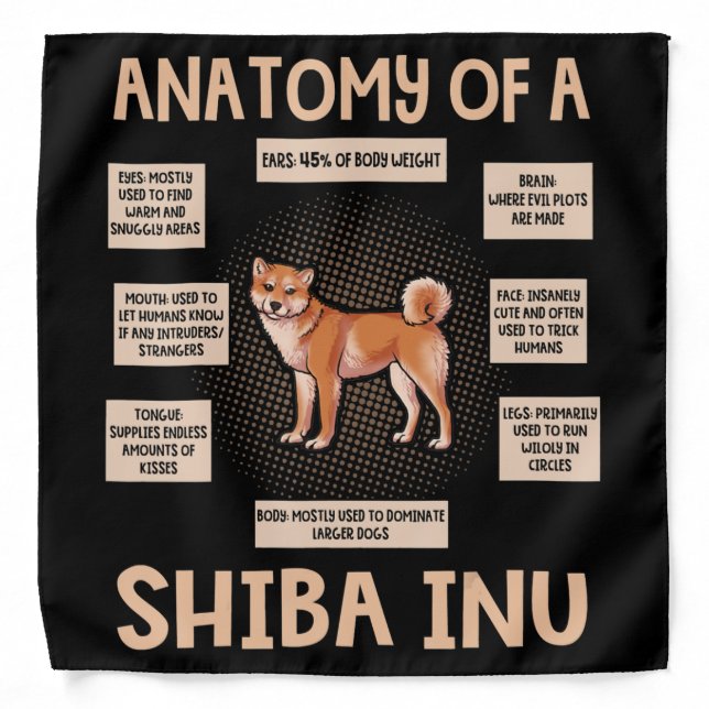 Anatomy Of A Shiba Inu Funny Puppy Gift Bandana (Front)