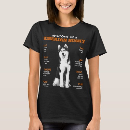 Anatomy Of A Siberian Husky Dogs T Shirt Funny Gif