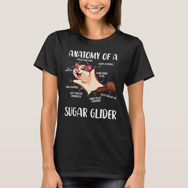 Anatomy Of A Sugar Glider Animals  Boys Girls T-Shirt (Front)